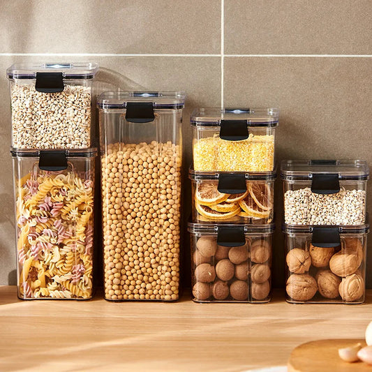 3/5Pcs Sealed Kitchen Storage Jars Set - Moisture-proof Plastic Grain and Seasoning Organizer