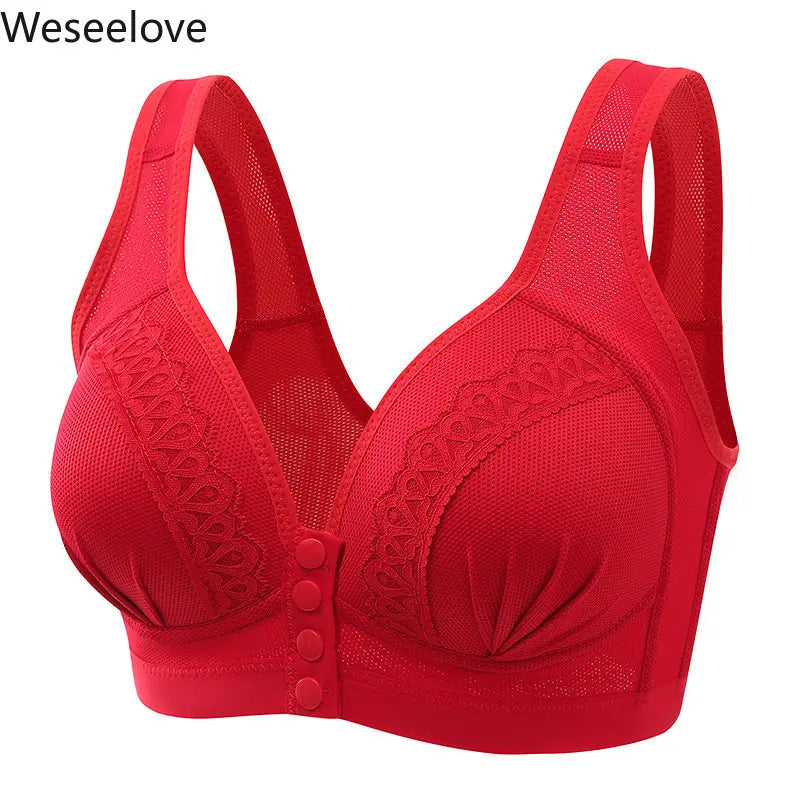 Front Closure Bra for Women - Wireless, Push Up, Plus Size, No Steel Ring