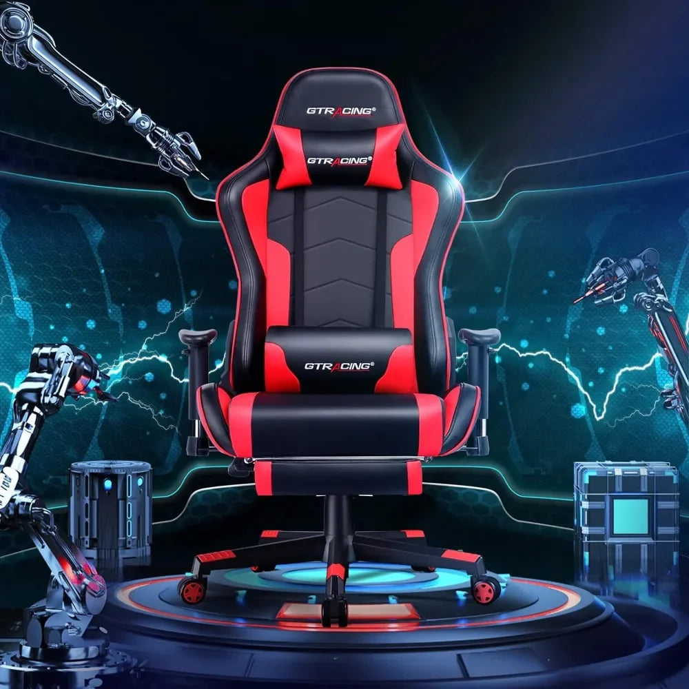 GTRACING Gaming Chair Footrest Speakers Video Game Chair Bluetooth Music Heavy Duty Ergonomic Computer Office Desk Chair Red