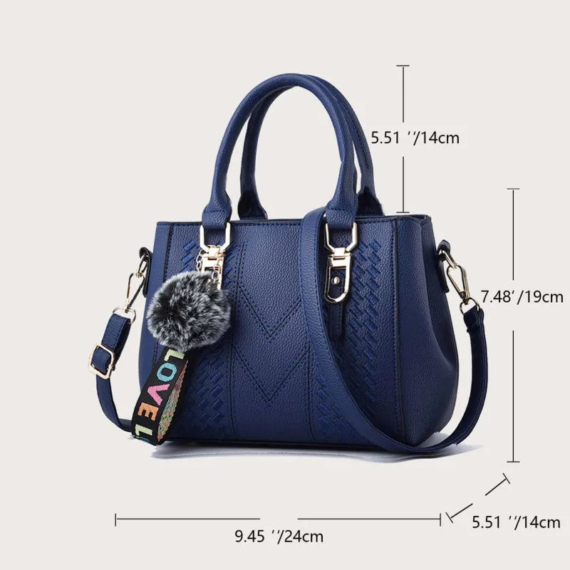 Messenger Bags Women Leather Handbags Bags for Women Sac a Main Ladies hair ball Hand Bag