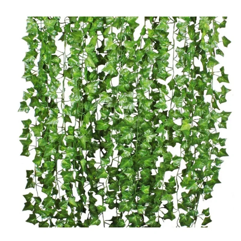 2.2M Artificial Plant Green Ivy Leaf Garland Silk Wall Hanging Vine Home Garden Decoration Wedding Party DIY Fake Wreath Leaves