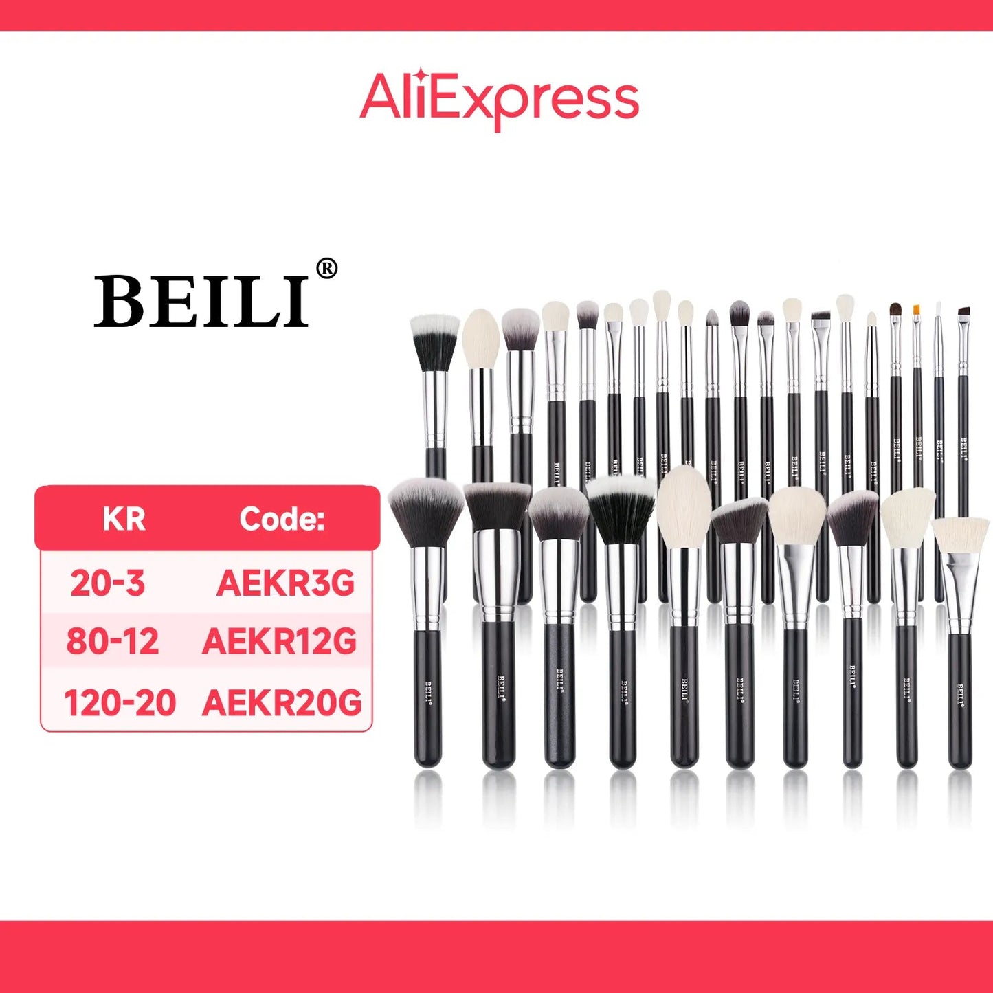 BEILI Black Makeup brushes set Professional Natural goat hair brushes Foundation Powder Contour Eyeshadow make up brushes