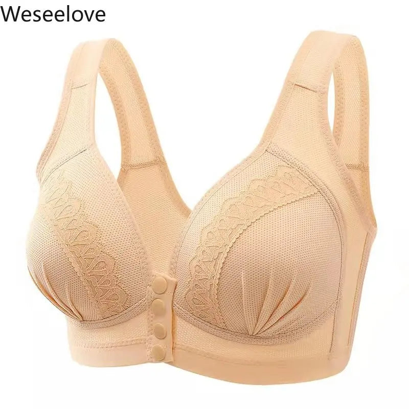 Front Closure Bra for Women - Wireless, Push Up, Plus Size, No Steel Ring