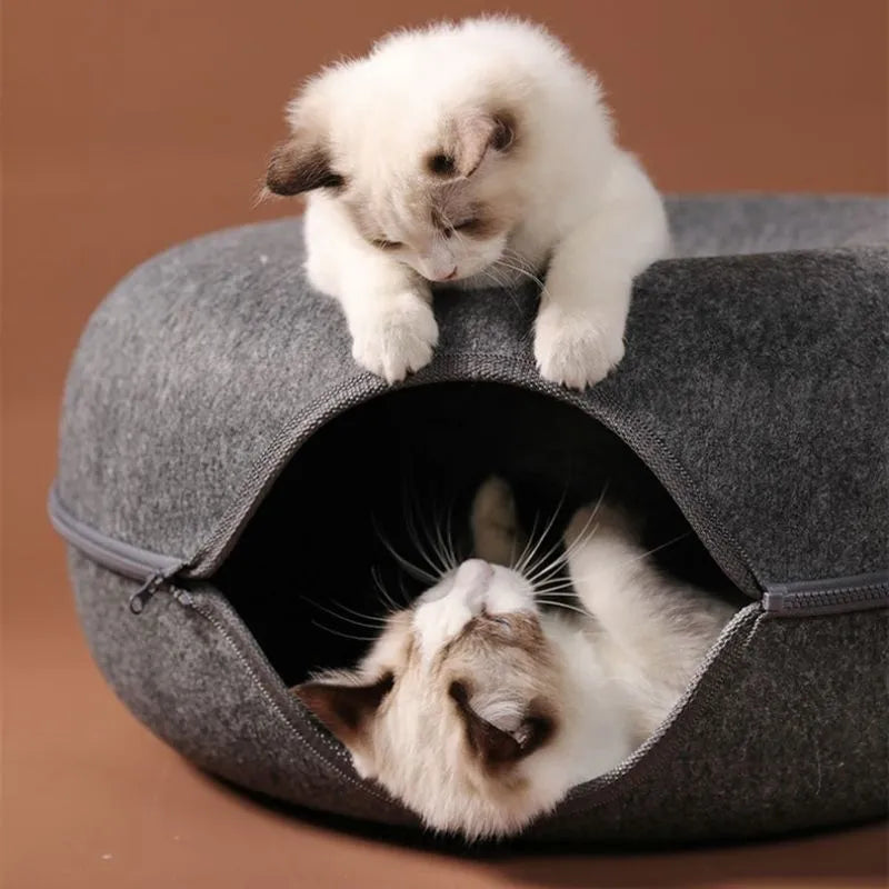 Felt Pet Cat House Cat Tunnel Bed Cats Interactive Toys Funny Kitten Large Cat Exercising Toy Removable Pet Products Cat Villa