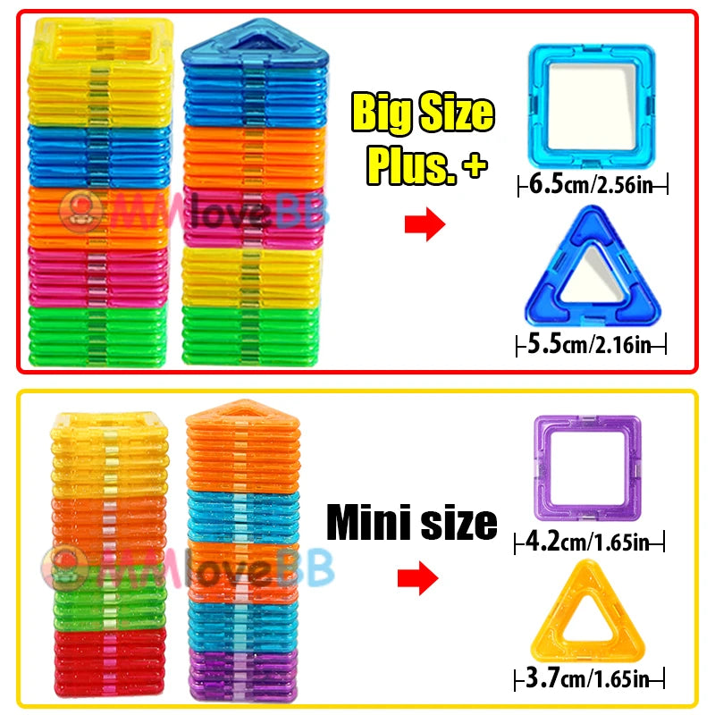 Magnetic Building Blocks in Big and Mini Sizes, DIY Magnet Toys for Kids, Construction Designer Set, Children's Gift