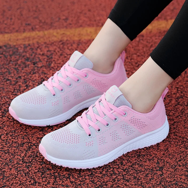 Breathable, Lightweight Women's Running Shoes with Anti-slip, Soft, Fashionable Tennis Sneakers, Lace-Up Outdoor Sports Shoes