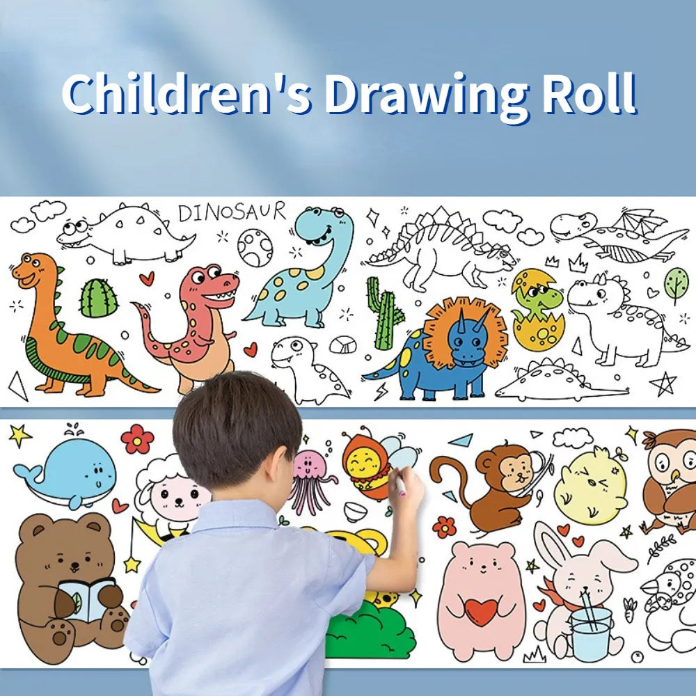 Children's Drawing Roll DIY Coloring Paper Roll Color Filling Paper Graffiti Scroll Paper-cut for Kids Painting Educational Toys