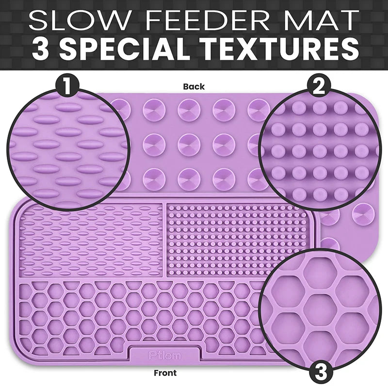 Pet Placemat: Cat and Dog Slow-Feeding Silicone Mat for Slower Eating and Licking Food Pad