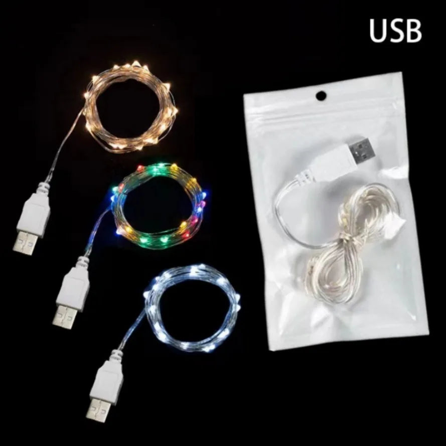 1m/10m/20m LED USB String Lights Copper Silver Wire Garland Light Waterproof Fairy Lights For all Parties Decoration