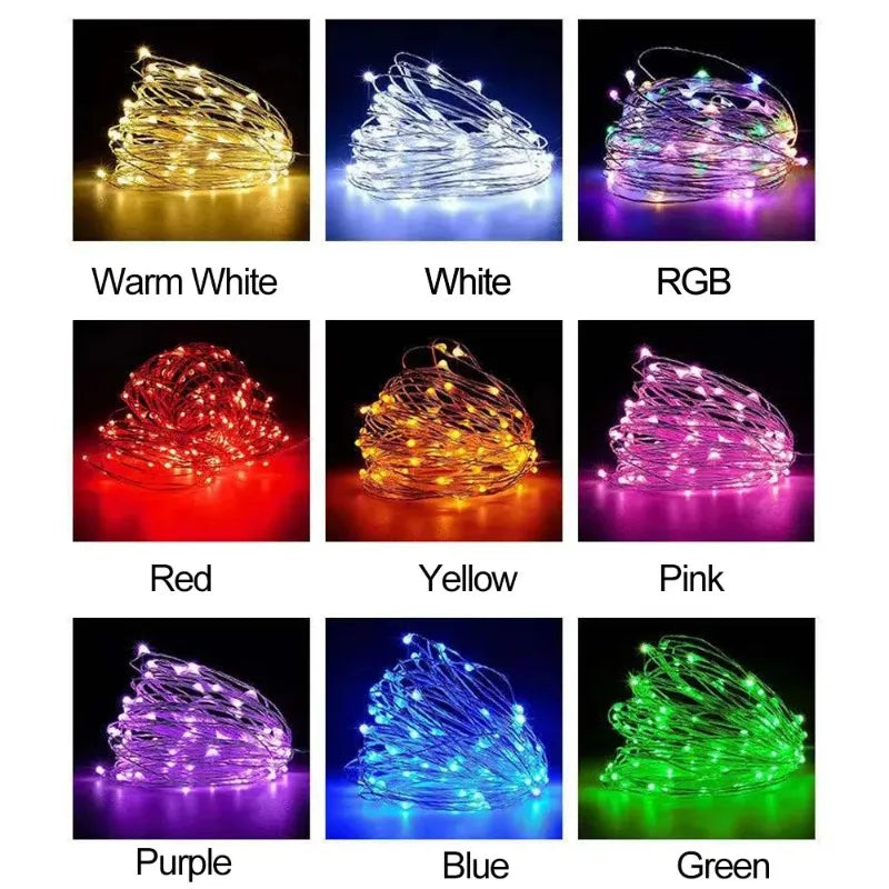 1M 2M 3M 5M Copper Wire LED String Lights Battery Operated Holiday lighting Fairy Garland For Christmas Tree Wedding Party Decor