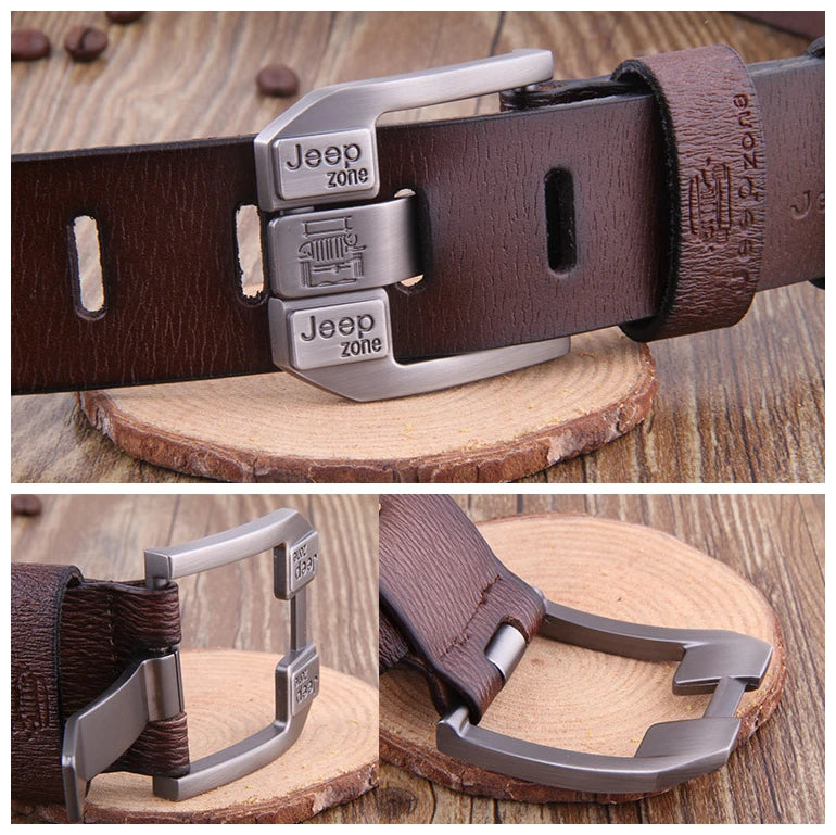 High-Quality Genuine Leather Men's Belt with Metal Pin Buckle - Elevate Your Style with a Famous Brand Designer Waist Strap Belt for Jeans.