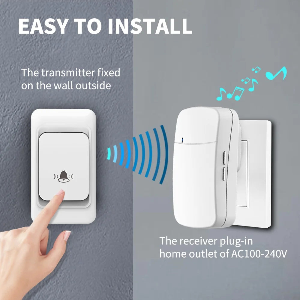 Outdoor Wireless Doorbell Waterproof House Chime Kit 300M Remote EU UK US Plug Home Garden Remote Welcome My Melody Door Bell