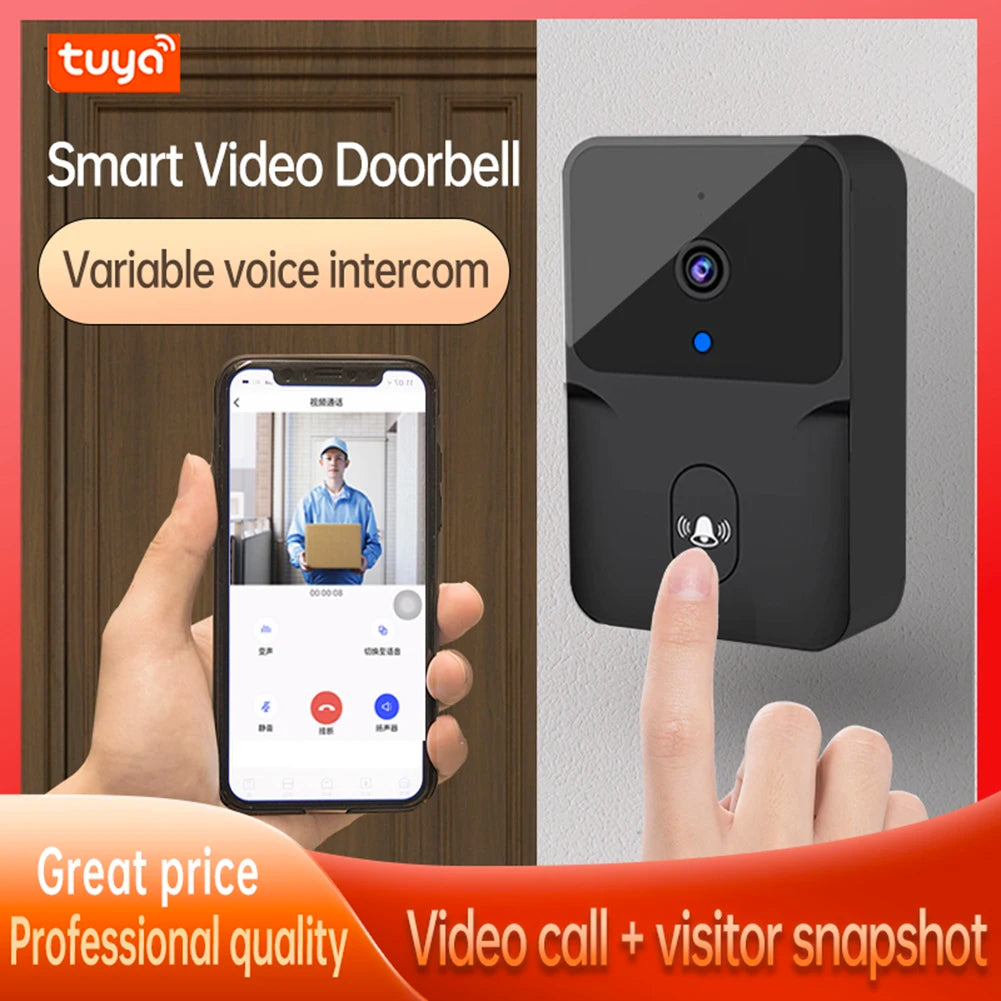 TUYA M8 Wireless Doorbell with HD Camera, WiFi, Night Vision, Video Intercom, Voice Change, for Home Security Monitoring