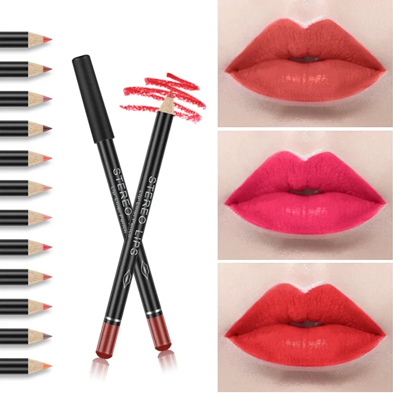 24 Color Matte Lipstick Pencil Long Lasting Lip Liner Velvet Lips Makeup Cosmetic Maquillaje Women Beauty Make Up Can Be Cut