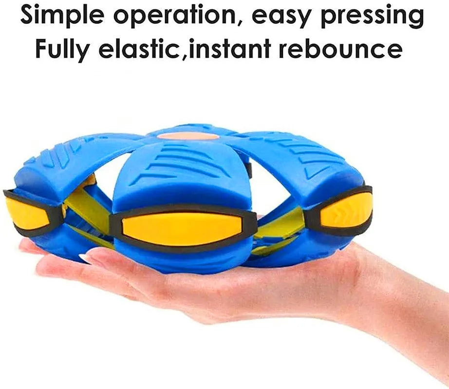 Flying Saucer Ball, Magic Deformation UFO with LED Light, Outdoor Fun Toy, Decompression, Gift for Boys and Girls.