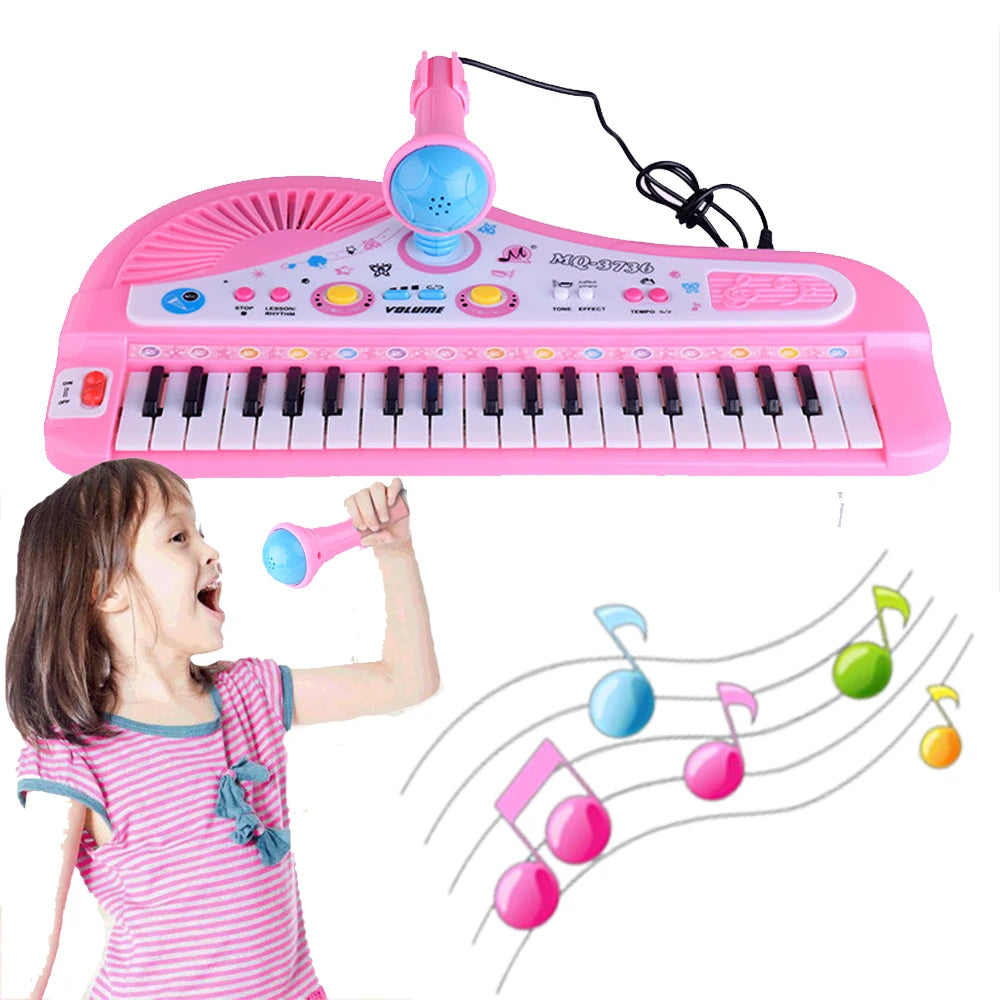 37 Key Electronic Keyboard Piano for Kids with Microphone Musical Instrument Toys Educational Toy Gift for Children Girl Boy