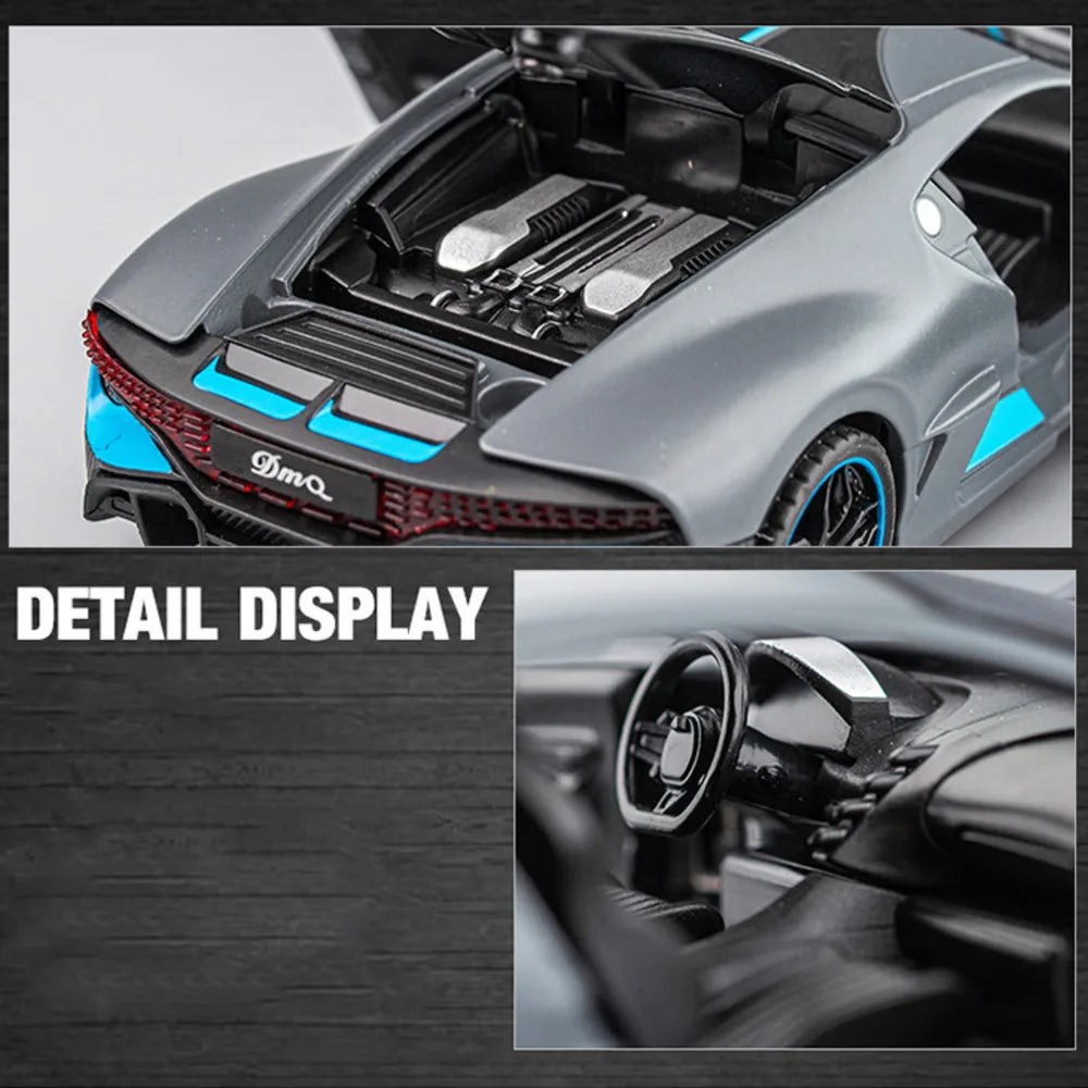 1/32 Alloy Diecast Metal Bugatti Divo Model Toy Car with Lights, for Boys and Kids, All time Gift