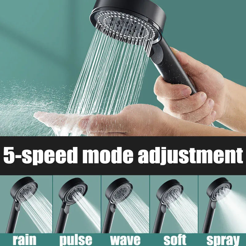 High Pressure Shower Head Turbo Replete for Shower 5 Molds Knobs Saving Shower Head Bathroom Accessories