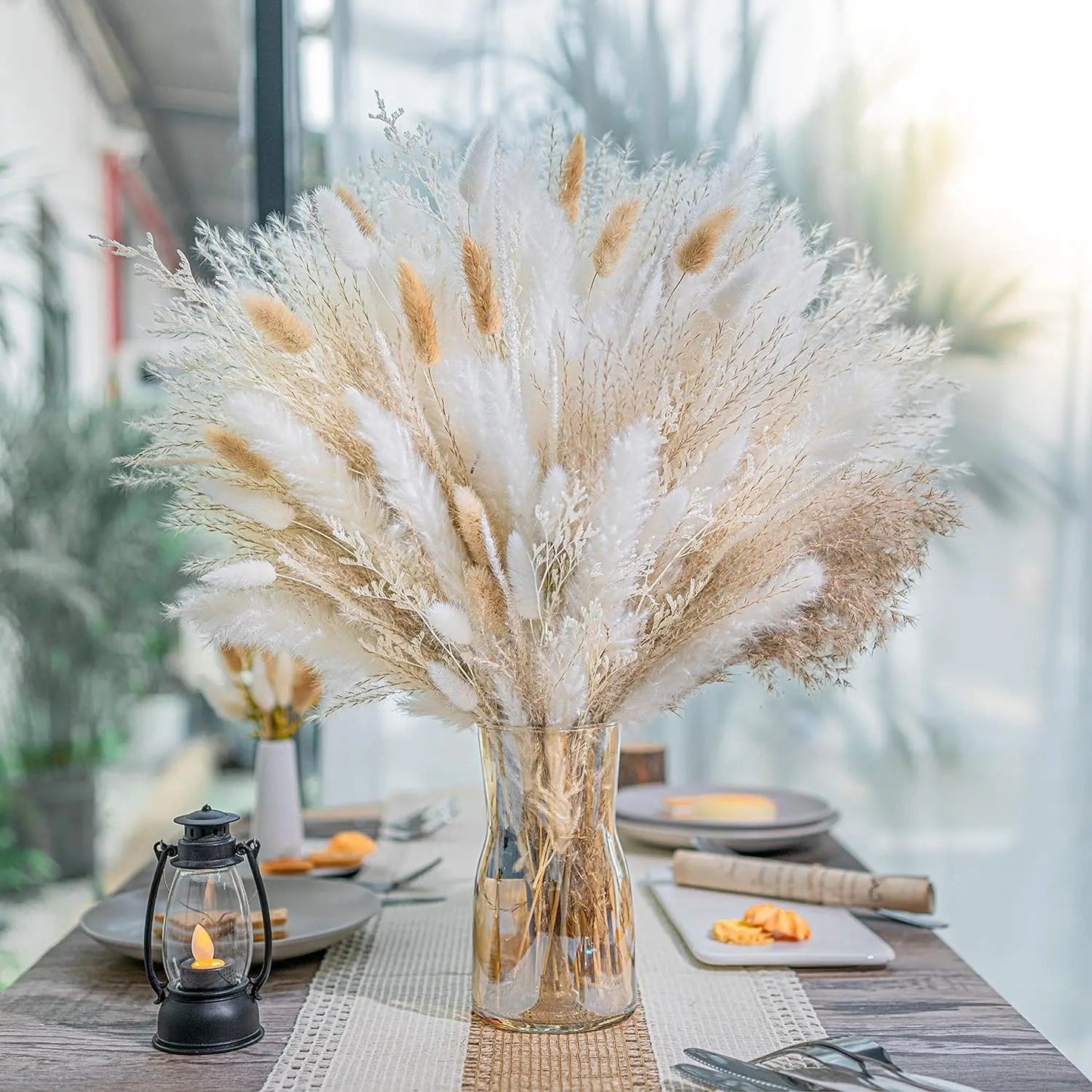 300pcs Real Natural Dried Flower Bouquet Pampas Reed Small Reed Rabbit Tail Grass Home Decor Mix and Match Dried Flower Bouquet