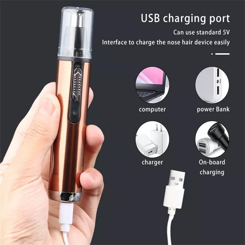 Electric Nose Hair Trimmer Portable Electric Shaving Men's High Quality USB Charging Automatic Waterproof Mini Nose Hair Remover