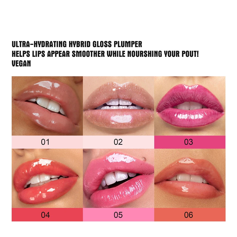 6-Color Lip Plumping Gloss with Chili Extract, Moisturizing Glitter Lip Oil, Sexy Makeup, 1 Piece