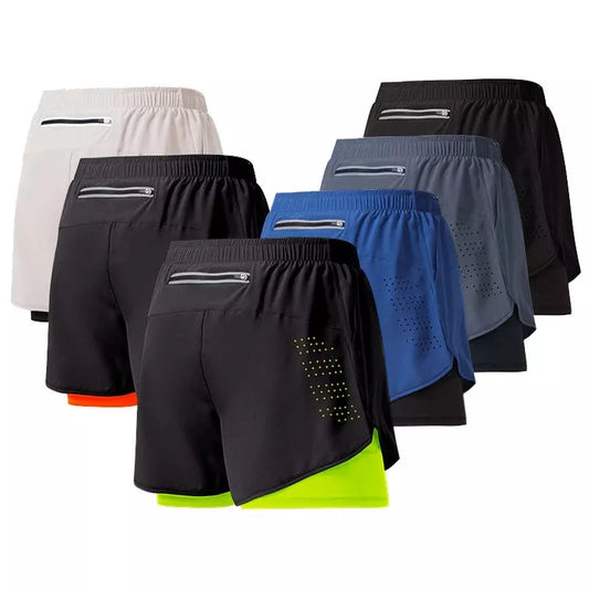 Men's Quick-Drying Fitness Running Shorts for Sport and Workout (Black)