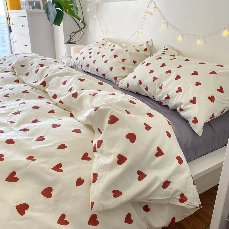 InStyle Bedding Set: Fashionable Solid Color, Washable Duvet Cover (without Comforter), Pillowcases, and Sheet for Students - Soft Home Textiles.