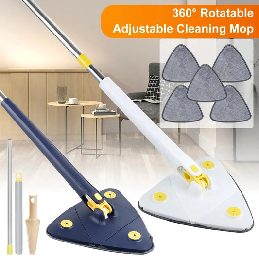 Triangle 360 Mop: Telescopic Ceiling Brush for Tiles and Walls, Self-draining