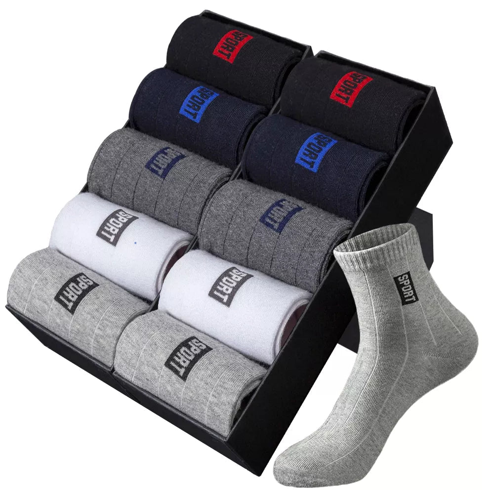 20 Pairs High-Quality Cotton Men's Socks - Breathable, Sweat-Absorbent, Black, Deodorant, Perfect for Business - Great Men's Gift Socks