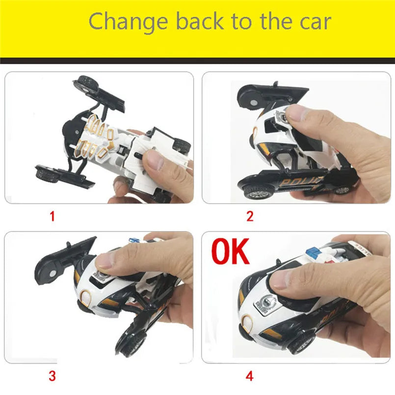 One-key Automatic Transform Robot Car Model Toy for Boys Children Plastic Funny Action Figures Deformation Vehicles Car Kid