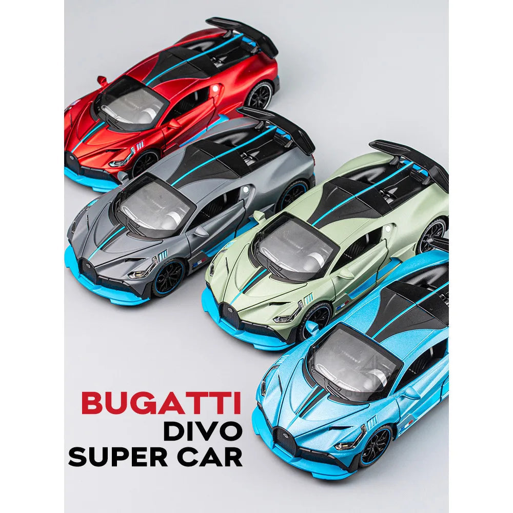 1/32 Alloy Diecast Metal Bugatti Divo Model Toy Car with Lights, for Boys and Kids, All time Gift