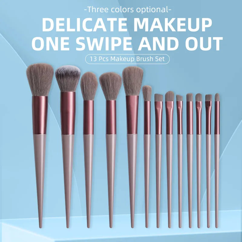 13pcs Makeup Brushes Cosmetic Full Set 3 Colors Soft Hair Female Make Up Tools Foundation Brush Eyeshadow Complete Kit