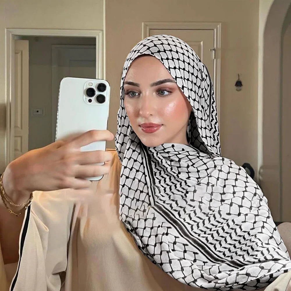 185*70cm Print Keffiyeh Scarf Hot Online Shopping Long Chiffon Palestine Keffiyeh Scarf Hijab High Quality Muslim Women's Shawl