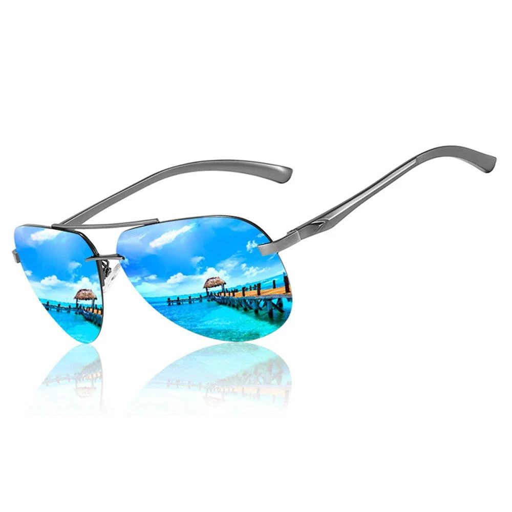 New Polarized Men's Sunglasses - Classic Metal Frame Driving Sun Glasses with Mirror Lens - Suitable for Men and Women