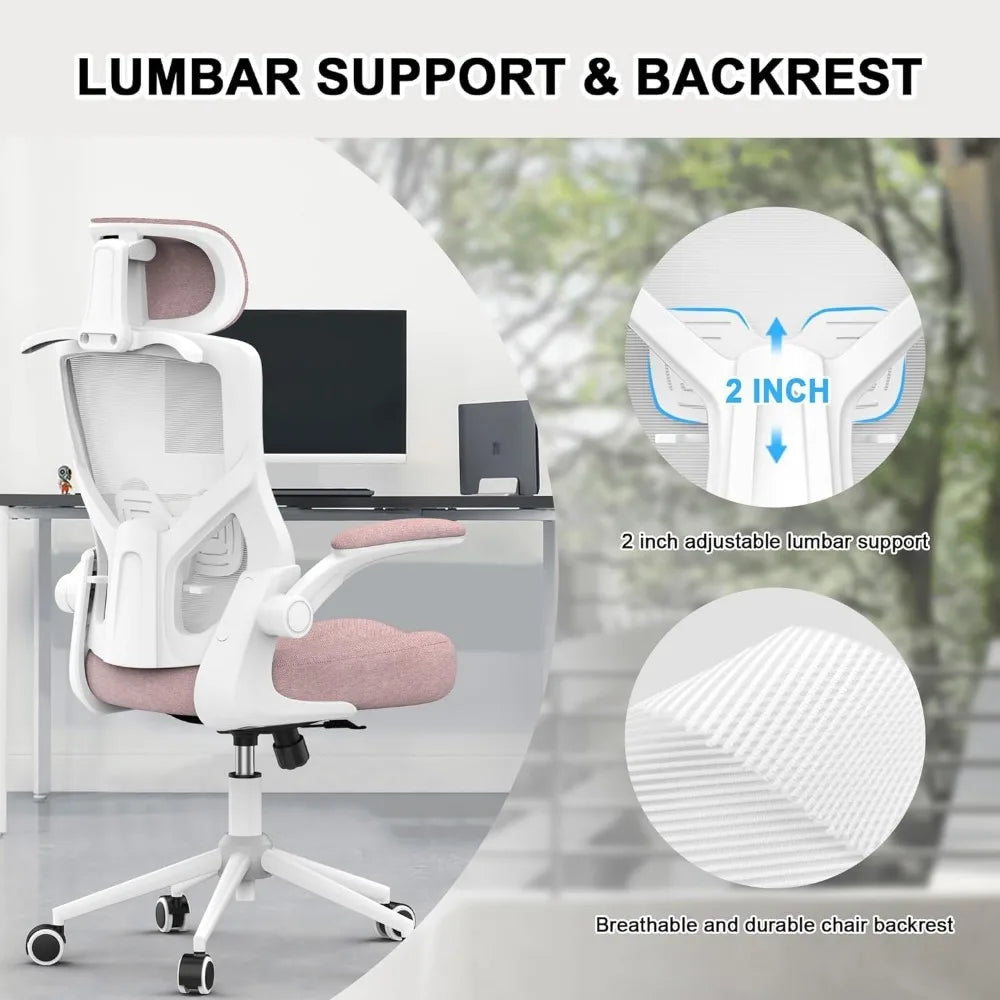 Ergonomic Office Chair High Back Mesh Desk Chair With Thick Molded Foam Cushion Coat Hanger Adjustable Headrest Armchair