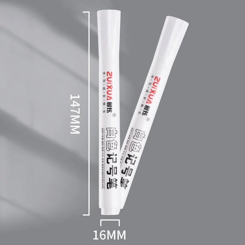 White Marker Pen Set, 2.0mm, Oily, Waterproof, White Gel, for DIY Graffiti, Sketching, Stationery, School Writing, Brush Tip.