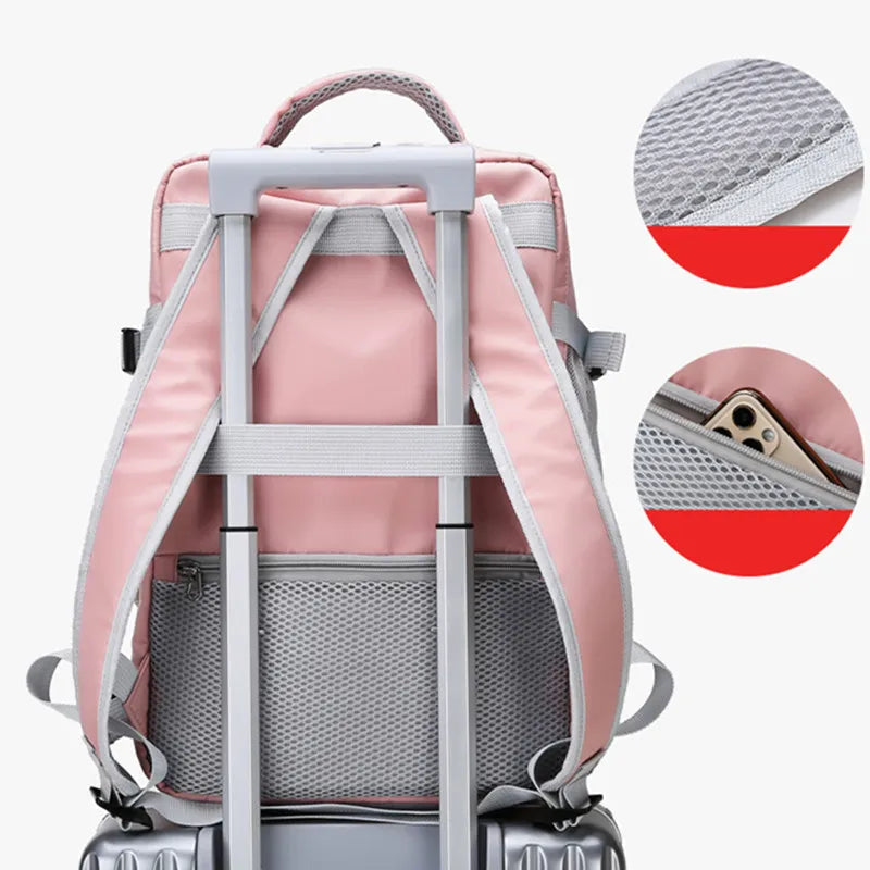 Women's Large Capacity Waterproof Anti-Theft Daypack with Luggage Strap & USB Charging Port