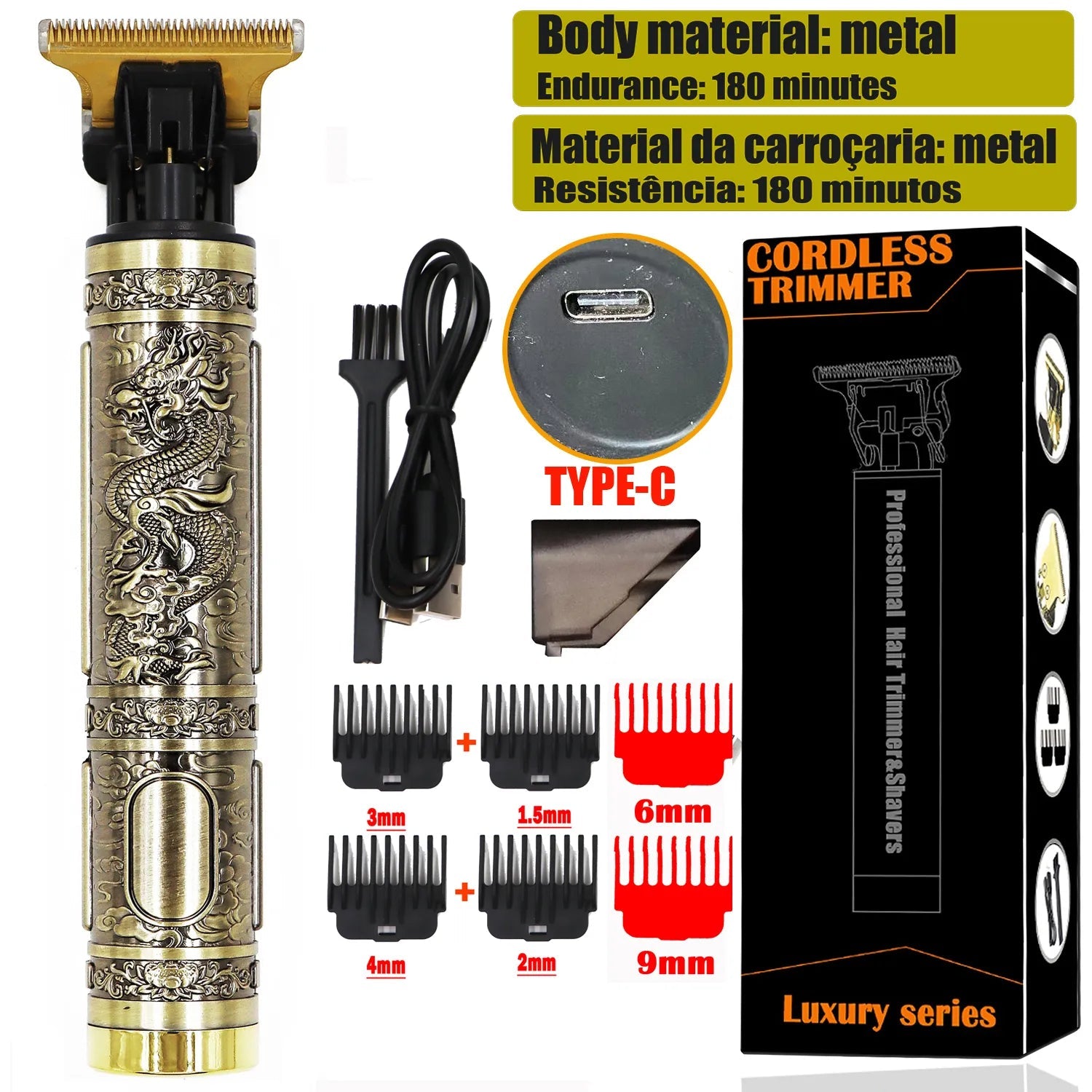 Tondeuse Dragon Vintage T9 Cordless Professional Hair Clippers Electri ...