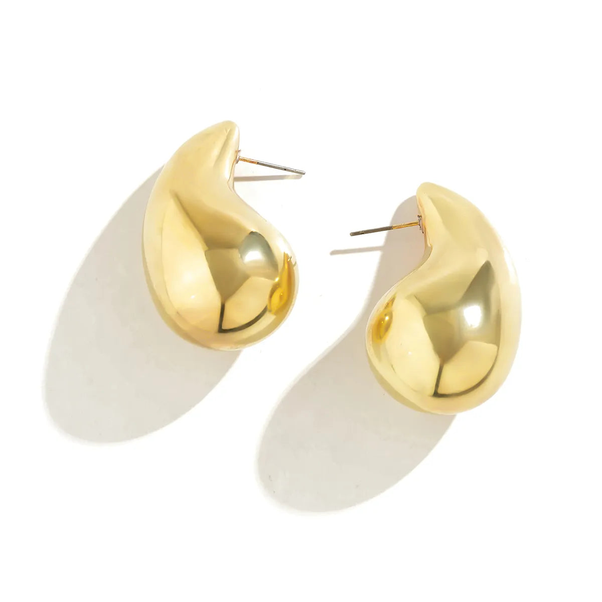 IngeSight.Z Large Water Drop Metal Earrings, Retro Gold Color, Smooth Chunky Design, for Women, Ideal for Parties and Gifts