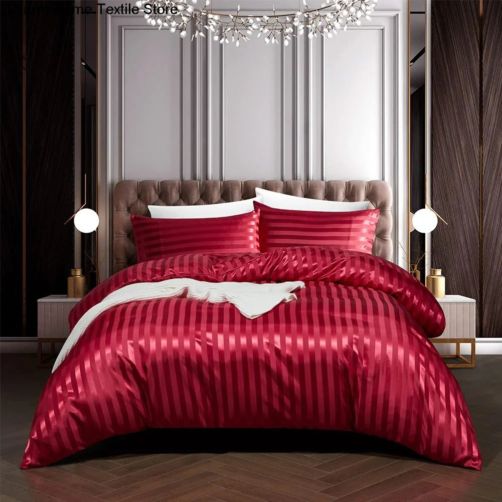 Luxury Satin Bedding Set Duvet Cover With Pillowcase European Style Double King Size Comfortable Bed Covers Bed Linen No Sheet