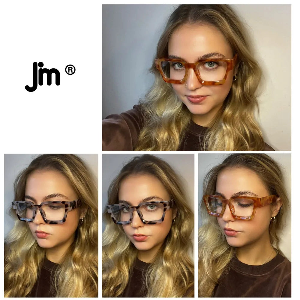 JM Square Blue Light Blocking Reading Glasses - Computer Reader for Women and Men - Presbyopic Glasses