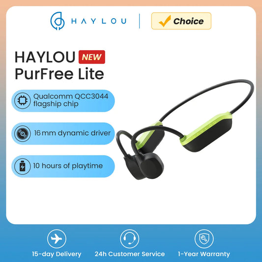 HAYLOU PurFree Lite Bone Conduction Headphones TWS Bluetooth Headset Sports Earphone QCC3044 10 Hours 20mm Dynamic Driver