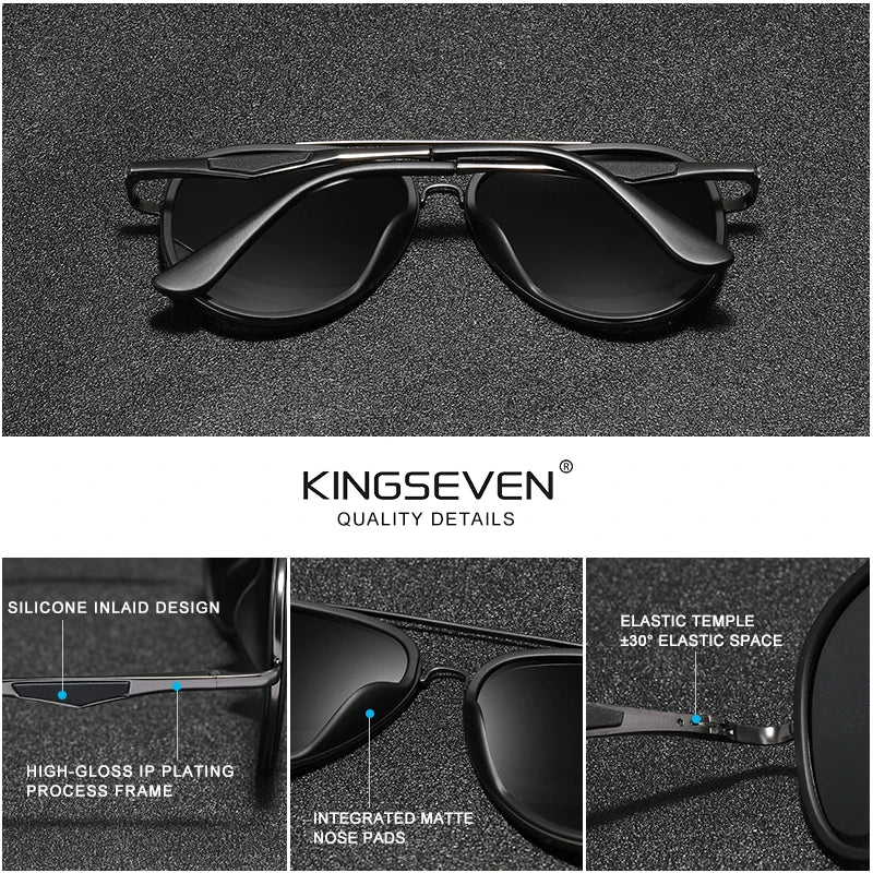 KINGSEVEN - Classic Pilot Polarized Sunglasses for Men - Driving Sun Glasses with UV Blocking, Eyewear Oculos N7936