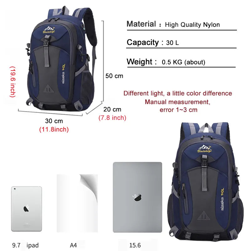 Men Backpack:  New Nylon Waterproof Casual Outdoor Travel Backpack Ladies Hiking Camping Mountaineering Bag Youth Sports Bag