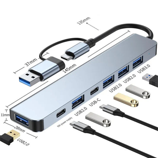 7 IN 1 USB Hub 3.0 Multiport Dock Station Type C Splitter 5W PD Adaptador for Lenovo Macbook Pro Computer Accessories