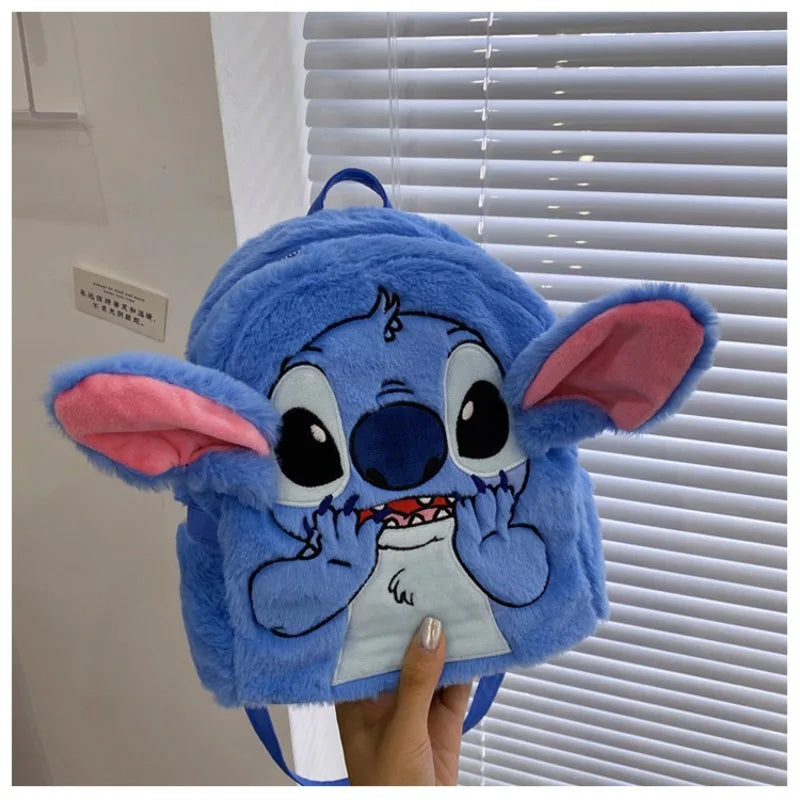 Disney Stitch Plush Backpack - Cartoon Fashion 3D Mini Women's Backpack - Large Capacity Cute Children's Schoolbag - High Quality