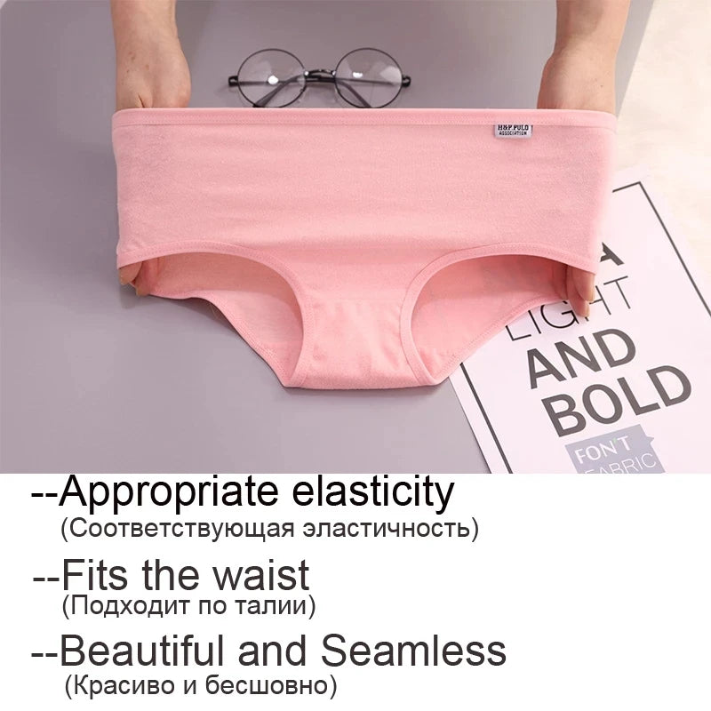 7Pcs Cotton Panties for Women, Breathable, Soft, Sexy Lingerie, Solid Color, Large Size Underwear for Girls