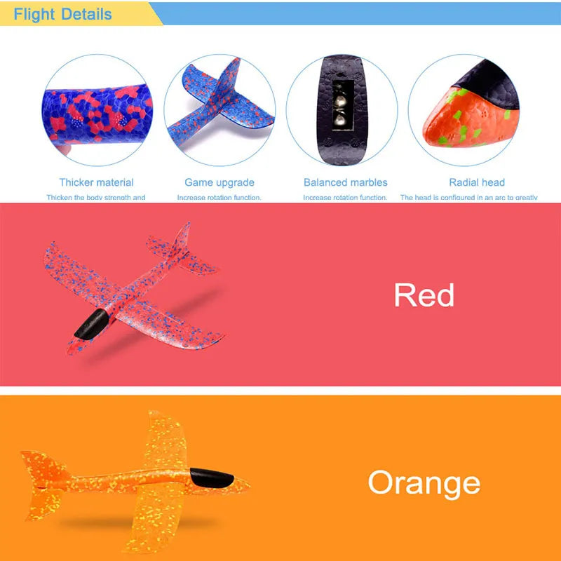 Large Foam Plane Glider Hand Throw Airplane Inertial EPP Bubble Planes Outdoor Launch Kids Toys for Children Boys Gift