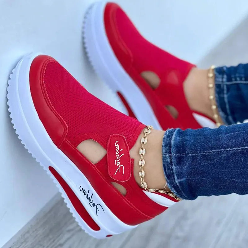 Red Sneakers Women Shoes Woman Tennis Shoes Canvas Shoe Female Casual Shoes Ladies Sport Shoes Platform Sneaker Hollow Out Shoes