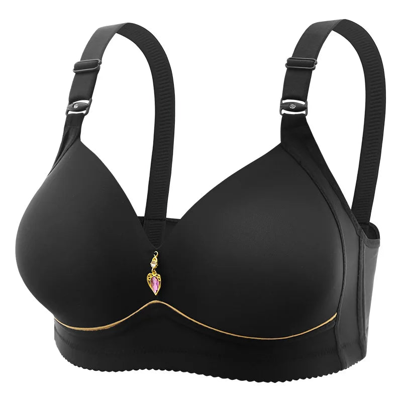 Non-magnetic, Thin Cup, Glossy, Large Size, No Underwire, Comfortable, Breathable, Gathered Women's Bra